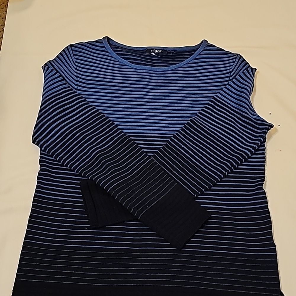 Olsen Henny Pullover Sweater in Black/White Stripe‎ Size s